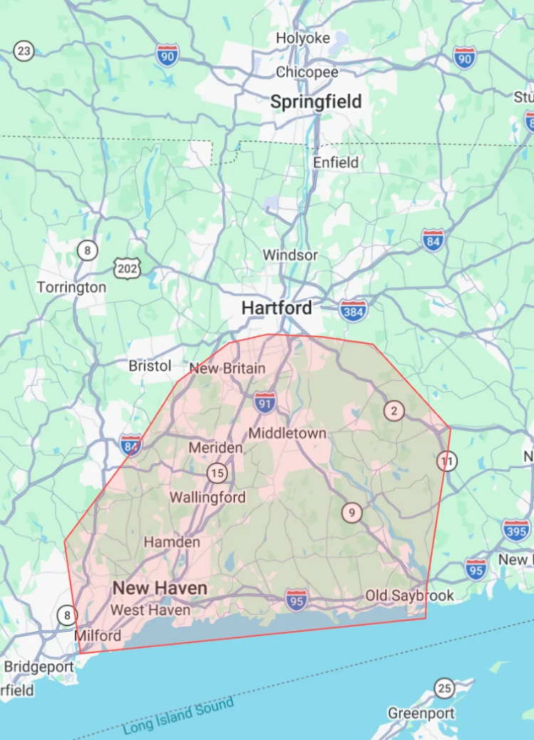 Colonial Flooring America Service Area Map